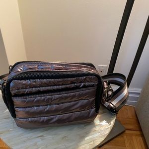 Rose gold Think Royln cross body bag with two straps